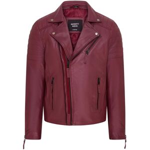 Infinity Leather Men's Brando Double Cross Zip Leather Biker Jacket- Fagernes in Burgundy Size: Small Burgundy S Infinity Leather Men's Brando Double Cross Zip Leather Biker Jacket- Fagernes in Burgundy Size: Small Burgundy S