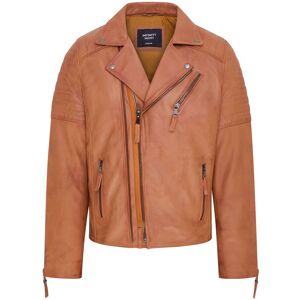 Infinity Leather Men's Brando Double Cross Zip Leather Biker Jacket- Fagernes in Tan Size: 5XL Tan 5XL Infinity Leather Men's Brando Double Cross Zip Leather Biker Jacket- Fagernes in Tan Size: 5XL Tan 5XL