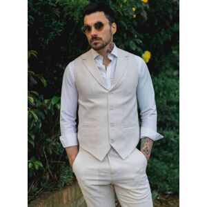Infinity Leather Men's Summer 2 Piece Suit Linen Formal Waistcoat Trousers in Beige Size: 50R Beige 50R Infinity Leather Men's Summer 2 Piece Suit Linen Formal Waistcoat Trousers in Beige Size: 50R Beige 50R