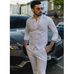Infinity Leather Men's Summer 2 Piece Suit Linen Formal Waistcoat Trousers in Grey Size: 38R Grey 38R Infinity Leather Men's Summer 2 Piece Suit Linen Formal Waistcoat Trousers in Grey Size: 38R Grey 38R
