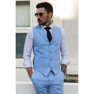 Infinity Leather Men's Summer 2 Piece Suit Linen Formal Waistcoat Trousers in Blue Size: 40R Blue 40R Infinity Leather Men's Summer 2 Piece Suit Linen Formal Waistcoat Trousers in Blue Size: 40R Blue 40R