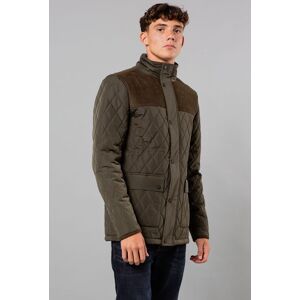 Kensington Eastside Men's Diamond Quilted Jacket with Corduroy Detail in Khaki Size: Medium Khaki M Kensington Eastside Men's Diamond Quilted Jacket with Corduroy Detail in Khaki Size: Medium Khaki M