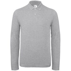 B&C Men's ID.001 Long Sleeve Polo in Grey Size: XS Grey XS B&C Men's ID.001 Long Sleeve Polo in Grey Size: XS Grey XS