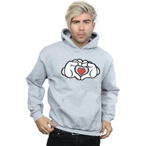 Disney Men's Mickey Mouse Heart Hands Hoodie in Grey Size: Large Grey L Disney Men's Mickey Mouse Heart Hands Hoodie in Grey Size: Large Grey L