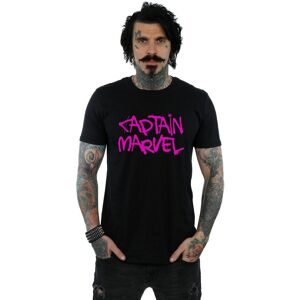 Marvel Men's Captain Spray Text T-Shirt in Black Size: 4XL Black 4XL Marvel Men's Captain Spray Text T-Shirt in Black Size: 4XL Black 4XL