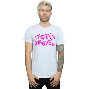 Marvel Men's Captain Spray Text T-Shirt in Grey Size: 4XL Grey 4XL Marvel Men's Captain Spray Text T-Shirt in Grey Size: 4XL Grey 4XL
