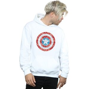Marvel Men's Captain America Pixelated Shield Hoodie in White Size: 5XL White 5XL Marvel Men's Captain America Pixelated Shield Hoodie in White Size: 5XL White 5XL