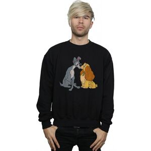 Disney Men's Lady & The Tramp Distressed Kiss Sweatshirt in Black Size: 4XL Black 4XL Disney Men's Lady & The Tramp Distressed Kiss Sweatshirt in Black Size: 4XL Black 4XL