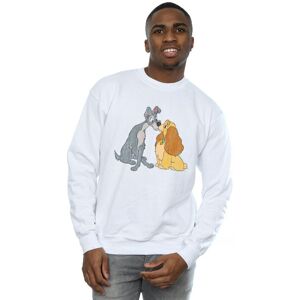 Disney Men's Lady & The Tramp Distressed Kiss Sweatshirt in White Size: Small White S Disney Men's Lady & The Tramp Distressed Kiss Sweatshirt in White Size: Small White S