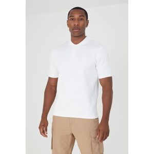 Brave Soul Men's Short Sleeve Jacquard Polo Shirt in Off-White Size: Medium Off-White M Brave Soul Men's Short Sleeve Jacquard Polo Shirt in Off-White Size: Medium Off-White M