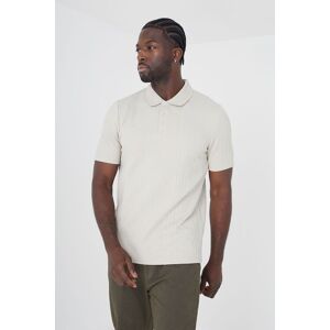 Brave Soul Men's Short Sleeve Jacquard Polo Shirt in Light Stone Size: Medium Light Stone M Brave Soul Men's Short Sleeve Jacquard Polo Shirt in Light Stone Size: Medium Light Stone M