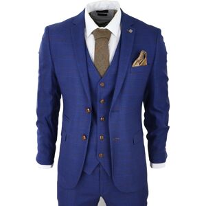 Paul Andrew Men's Alex Blue Brown Check Wedding 3 Piece Suit Size: 38R Blue 38R Paul Andrew Men's Alex Blue Brown Check Wedding 3 Piece Suit Size: 38R Blue 38R