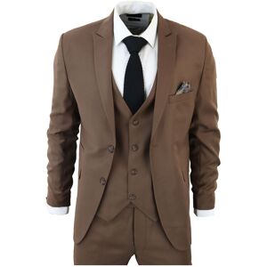 TruClothing Men's IM1 Classic Plain 3 Piece Suit in Brown Size: 38R Brown 38R TruClothing Men's IM1 Classic Plain 3 Piece Suit in Brown Size: 38R Brown 38R