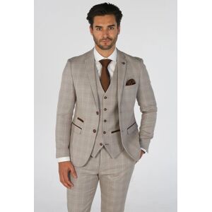 Paul Andrew Men's Leo Checked Tailored Fit Blazer in Beige Size: 44R Beige 44R Paul Andrew Men's Leo Checked Tailored Fit Blazer in Beige Size: 44R Beige 44R