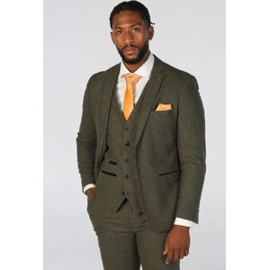Paul Andrew Men's 3 Piece Suit Wool Blend Tweed Tailored Fit Formal Dress in Olive Size: 38R Olive 38R Paul Andrew Men's 3 Piece Suit Wool Blend Tweed Tailored Fit Formal Dress in Olive Size: 38R Olive 38R