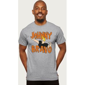 Johnny Bravo Men's Side Pose Logo T-Shirt in Mid Grey Size: Large Mid Grey L Johnny Bravo Men's Side Pose Logo T-Shirt in Mid Grey Size: Large Mid Grey L