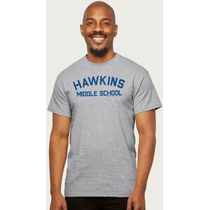 Stranger Things Men's Hawkins Middle School Text Logo T-Shirt in Mid Grey Size: 2XL Mid Grey 2XL Stranger Things Men's Hawkins Middle School Text Logo T-Shirt in Mid Grey Size: 2XL Mid Grey 2XL