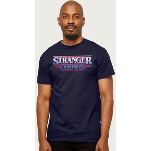 Stranger Things Men's Epic Retro 80s Text Logo T-Shirt in Navy Size: Large Navy L Stranger Things Men's Epic Retro 80s Text Logo T-Shirt in Navy Size: Large Navy L
