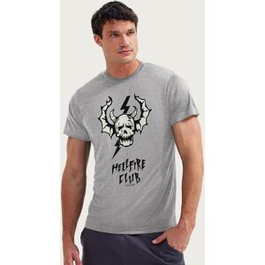 Stranger Things Men's Hellfire Club Winged Skull Black Lightning T-Shirt in Mid Grey Size: Medium Mid Grey M Stranger Things Men's Hellfire Club Winged Skull Black Lightning T-Shirt in Mid Grey Size: Medium Mid Grey M