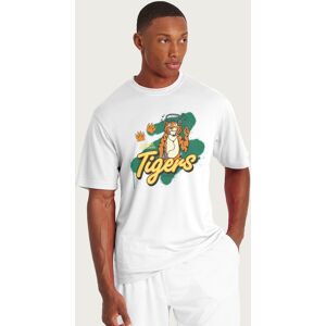 Stranger Things Men's Hawkin High School Tigers Tape Player T-Shirt in White Size: 2XL White 2XL Stranger Things Men's Hawkin High School Tigers Tape Player T-Shirt in White Size: 2XL White 2XL