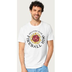 Stranger Things Men's Hellfire Club HFC Fireball Him T-Shirt in White Size: Small White S Stranger Things Men's Hellfire Club HFC Fireball Him T-Shirt in White Size: Small White S
