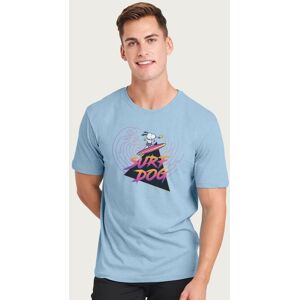 Peanuts Men's Surf Dog Snoopy Retro T-Shirt in Light Blue Size: Large Light Blue L Peanuts Men's Surf Dog Snoopy Retro T-Shirt in Light Blue Size: Large Light Blue L