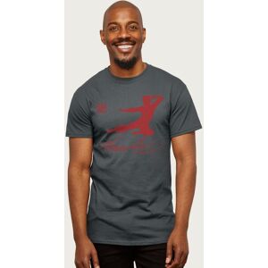 Bruce Lee Men's Kung Fu Kick Red Print T-Shirt in Charcoal Size: Large Charcoal L Bruce Lee Men's Kung Fu Kick Red Print T-Shirt in Charcoal Size: Large Charcoal L
