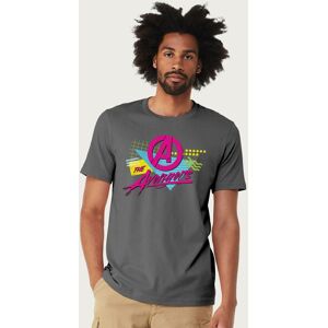Marvel Men's The Avengers Retro Distressed 80s Style T-Shirt in Charcoal Size: Large Charcoal L Marvel Men's The Avengers Retro Distressed 80s Style T-Shirt in Charcoal Size: Large Charcoal L