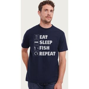 Coto7 Men's Eat Sleep Fish Repeat White Text T-Shirt in Navy Size: Large Navy L Coto7 Men's Eat Sleep Fish Repeat White Text T-Shirt in Navy Size: Large Navy L