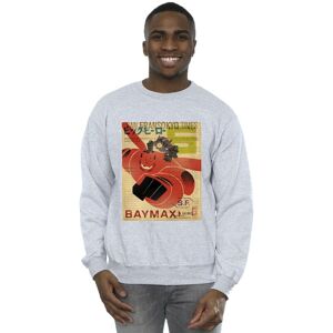 Disney Men's Big Hero 6 Baymax Flying Baymax Newspaper Sweatshirt in Grey Size: Medium Grey M Disney Men's Big Hero 6 Baymax Flying Baymax Newspaper Sweatshirt in Grey Size: Medium Grey M