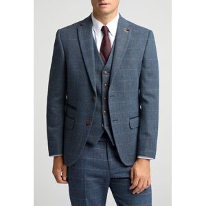Antique Rogue Men's Slim Fit Check Tweed Jacket in Blue Size: 38L Blue 38L Antique Rogue Men's Slim Fit Check Tweed Jacket in Blue Size: 38L Blue 38L