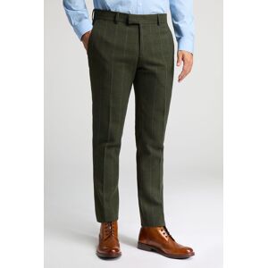 Antique Rogue Men's Slim Fit Check Tweed Trousers in Green Size: 34R Green 34R Antique Rogue Men's Slim Fit Check Tweed Trousers in Green Size: 34R Green 34R