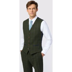 Antique Rogue Men's Slim Fit Check Tweed Waistcoat in Green Size: 46R Green 46R Antique Rogue Men's Slim Fit Check Tweed Waistcoat in Green Size: 46R Green 46R