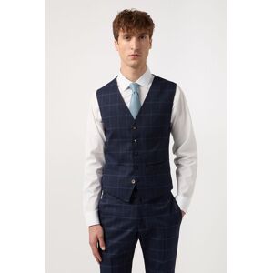 Antique Rogue Men's Blue Windowpane Check Slim Fit Waistcoat Size: 38R Blue 38R Antique Rogue Men's Blue Windowpane Check Slim Fit Waistcoat Size: 38R Blue 38R