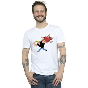 Johnny Bravo Men's Heart Present T-Shirt in White Size: 5XL White 5XL Johnny Bravo Men's Heart Present T-Shirt in White Size: 5XL White 5XL