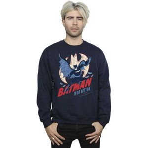 DC Comics Men's Batman Into Action Sweatshirt in Navy Size: Large Navy L DC Comics Men's Batman Into Action Sweatshirt in Navy Size: Large Navy L