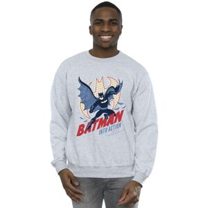 DC Comics Men's Batman Into Action Sweatshirt in Grey Size: 2XL Grey 2XL DC Comics Men's Batman Into Action Sweatshirt in Grey Size: 2XL Grey 2XL