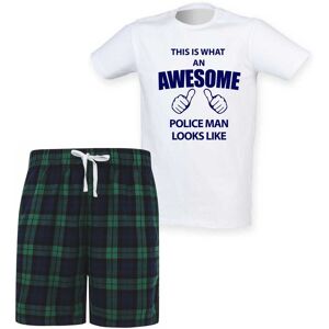 60 SECOND MAKEOVER Men's This Is What An Awesome Police Man Looks Like Tartan Pyjama Set in Green Size: Medium Green M 60 SECOND MAKEOVER Men's This Is What An Awesome Police Man Looks Like Tartan Pyjama Set in Green Size: Medium Green M
