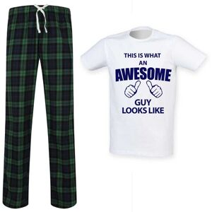 60 SECOND MAKEOVER Men's This Is What An Awesome Guy Looks Like Tartan Pyjama Set in Green Size: Small Green S 60 SECOND MAKEOVER Men's This Is What An Awesome Guy Looks Like Tartan Pyjama Set in Green Size: Small Green S