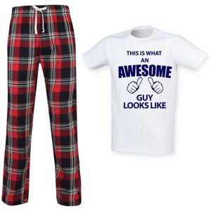 60 SECOND MAKEOVER Men's This Is What An Awesome Guy Looks Like Tartan Pyjama Set in Red Size: Small Red S 60 SECOND MAKEOVER Men's This Is What An Awesome Guy Looks Like Tartan Pyjama Set in Red Size: Small Red S