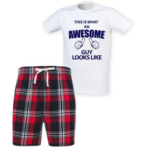 60 SECOND MAKEOVER Men's This Is What An Awesome Guy Looks Like Tartan Pyjama Set in Red Size: Small Red S 60 SECOND MAKEOVER Men's This Is What An Awesome Guy Looks Like Tartan Pyjama Set in Red Size: Small Red S