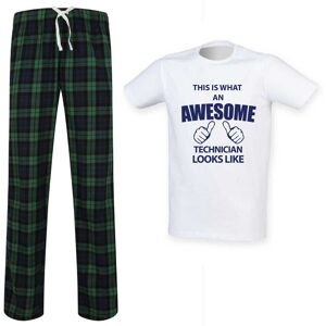 60 SECOND MAKEOVER Men's This Is What An Awesome Technician Looks Like Tartan Pyjama Set in Green Size: Small Green S 60 SECOND MAKEOVER Men's This Is What An Awesome Technician Looks Like Tartan Pyjama Set in Green Size: Small Green S