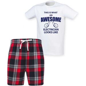 60 SECOND MAKEOVER Men's This Is What An Awesome Electrician Looks Like Tartan Pyjama Set in Red Size: Small Red S 60 SECOND MAKEOVER Men's This Is What An Awesome Electrician Looks Like Tartan Pyjama Set in Red Size: Small Red S