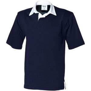 Front Row Men's Heavyweight Short-Sleeved Rugby Polo Shirt in Navy Size: Small Navy S Front Row Men's Heavyweight Short-Sleeved Rugby Polo Shirt in Navy Size: Small Navy S