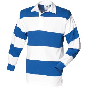 Front Row Men's Stripe Sewn Rugby Polo Shirt in White Size: Medium White M Front Row Men's Stripe Sewn Rugby Polo Shirt in White Size: Medium White M