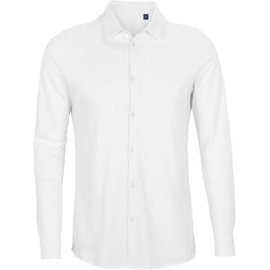 NEOBLU Men's Basile Piqué Long-Sleeved Shirt in Off-White Size: Medium Off-White M NEOBLU Men's Basile Piqué Long-Sleeved Shirt in Off-White Size: Medium Off-White M