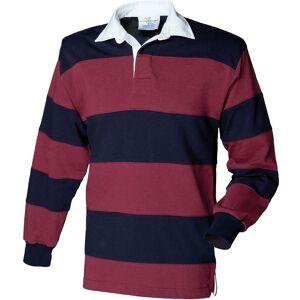 Front Row Men's Stripe Sewn Rugby Polo Shirt in Burgundy Size: Medium Burgundy M Front Row Men's Stripe Sewn Rugby Polo Shirt in Burgundy Size: Medium Burgundy M