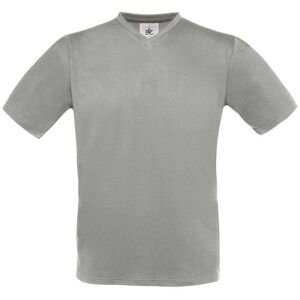 B&C Men's Exact V Neck T-Shirt in Grey Size: Small Grey S B&C Men's Exact V Neck T-Shirt in Grey Size: Small Grey S