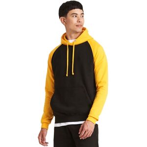 Awdis Mens Baseball Hoodie - Jet Black/Gold XXL - Hoodie Awdis Mens Baseball Hoodie - Jet Black/Gold XXL - Hoodie