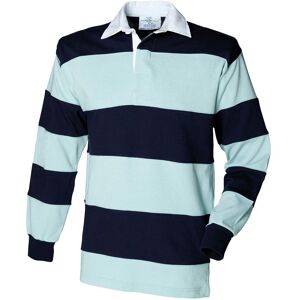 Front Row Men's Stripe Sewn Rugby Polo Shirt in Blue Size: XL Blue XL Front Row Men's Stripe Sewn Rugby Polo Shirt in Blue Size: XL Blue XL